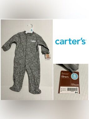 🆕CARTER’S - 6M - NWT - INFANT BOYS GREY ELEPHANT SLEEPER